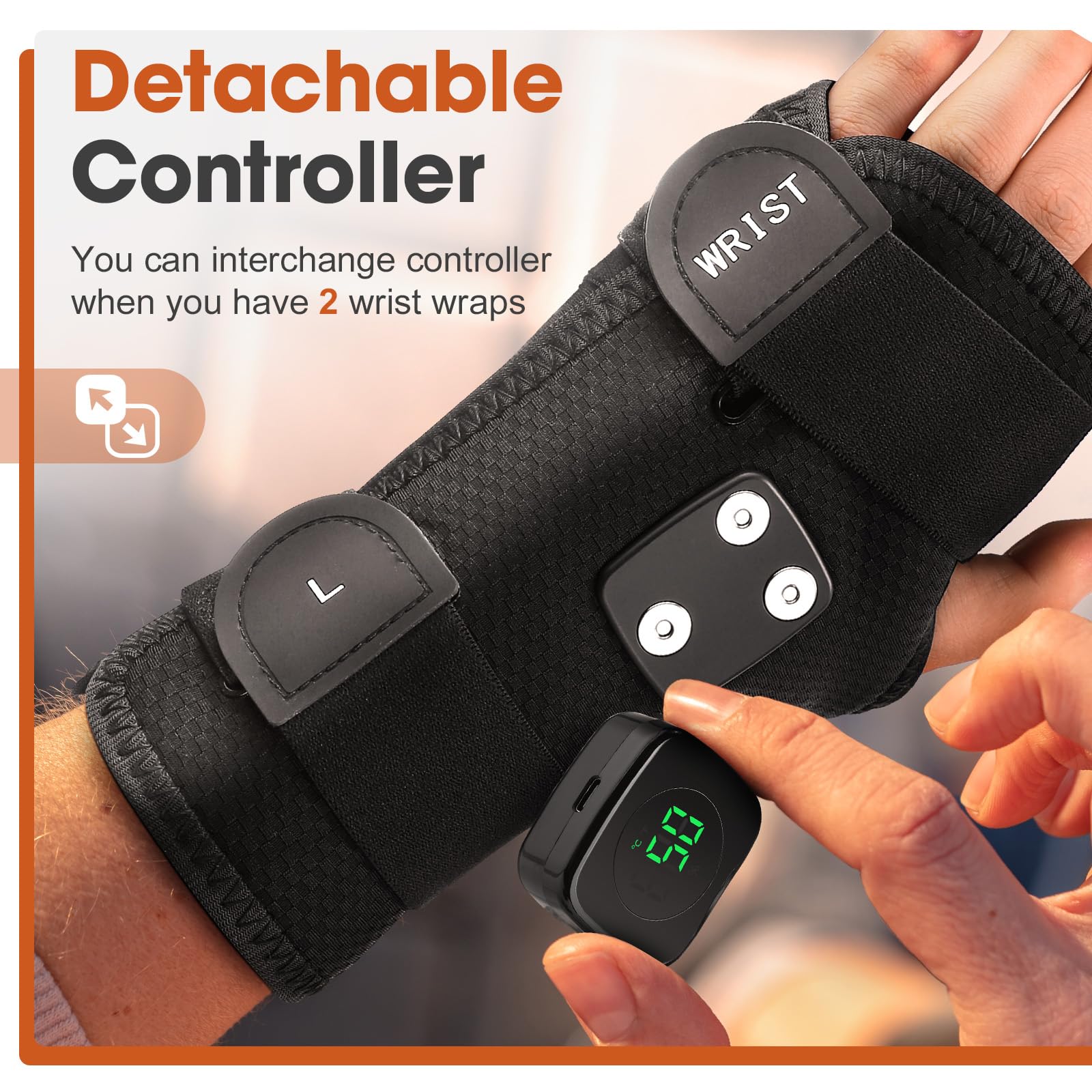 ROHVEMJ poignet chauffant gauche en utilisation portable au domicile ou au bureau.