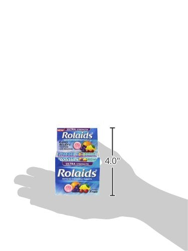 Rolaids haute puissance fruit — emballage 12 paquets, pratique en déplacements.
