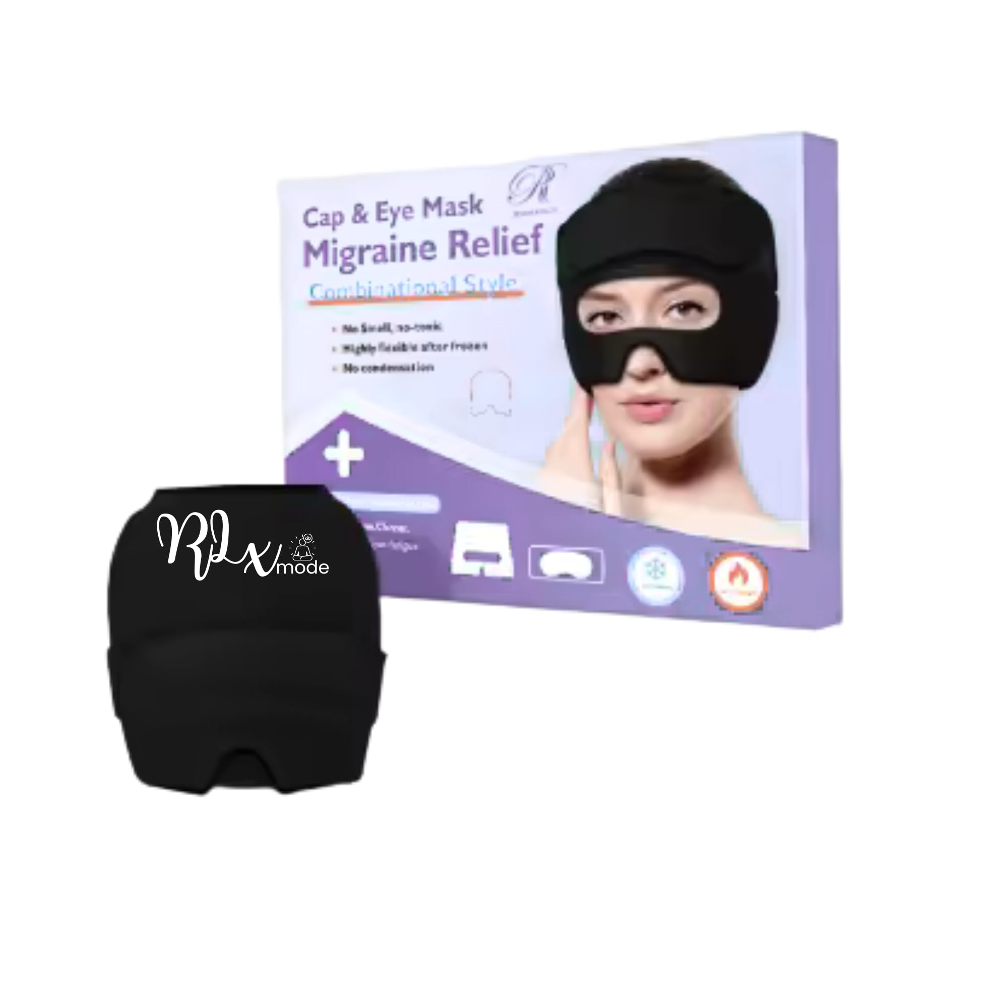 Romancy cap-gel-refroidissant-360 couvre crâne et yeux pour soulagement durable