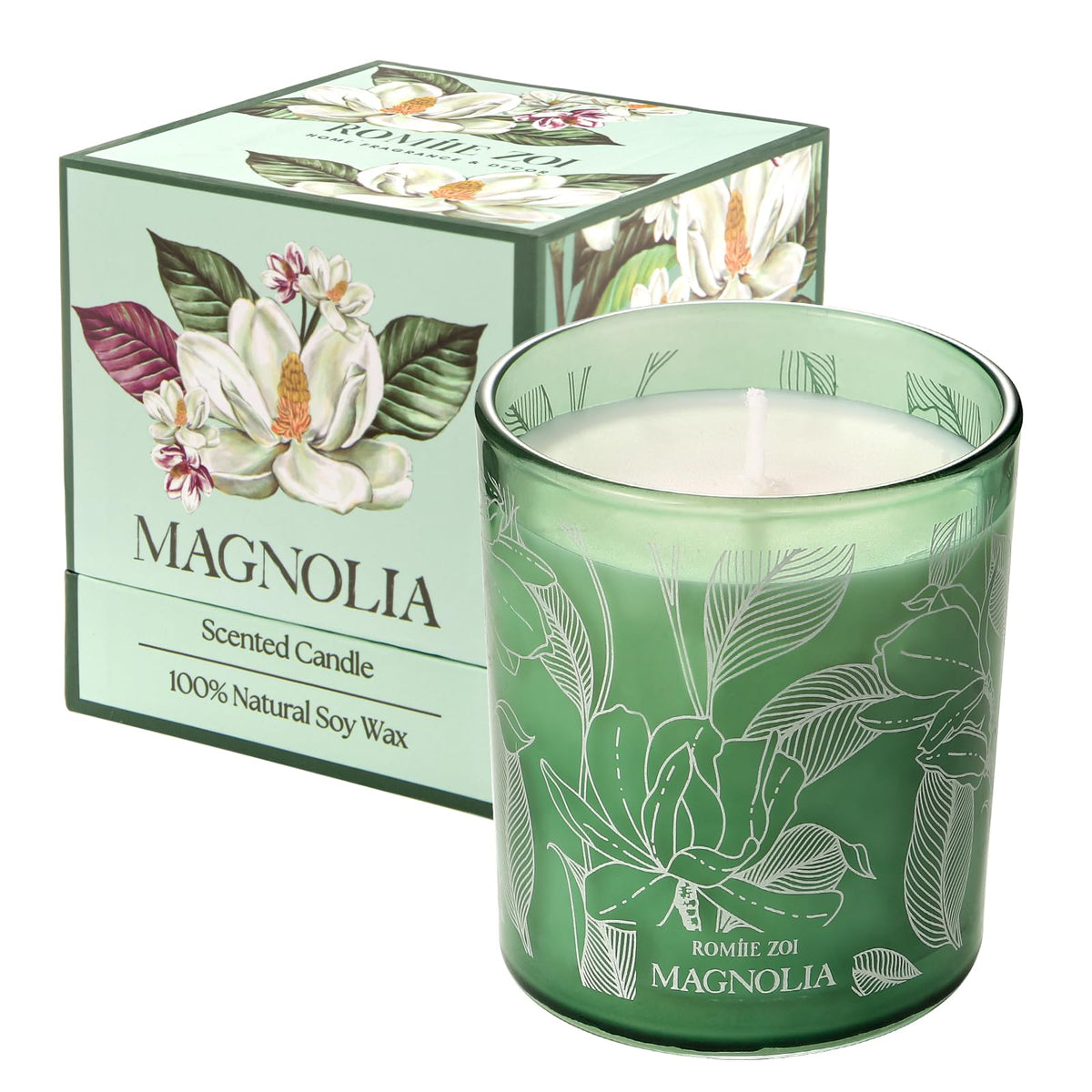 ROMIIE ZOI Bougie Magnolia, ambiance élégante pour le salon.