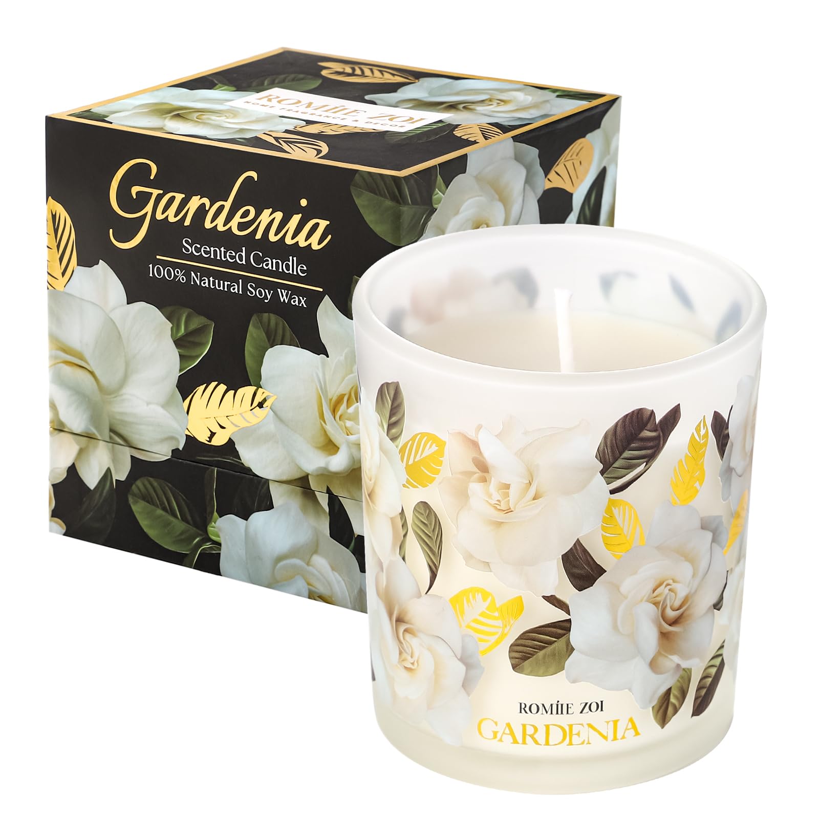 ROMIIE ZOI Bougie Gardenia dans son verre, parfum floral apaisant pour la maison