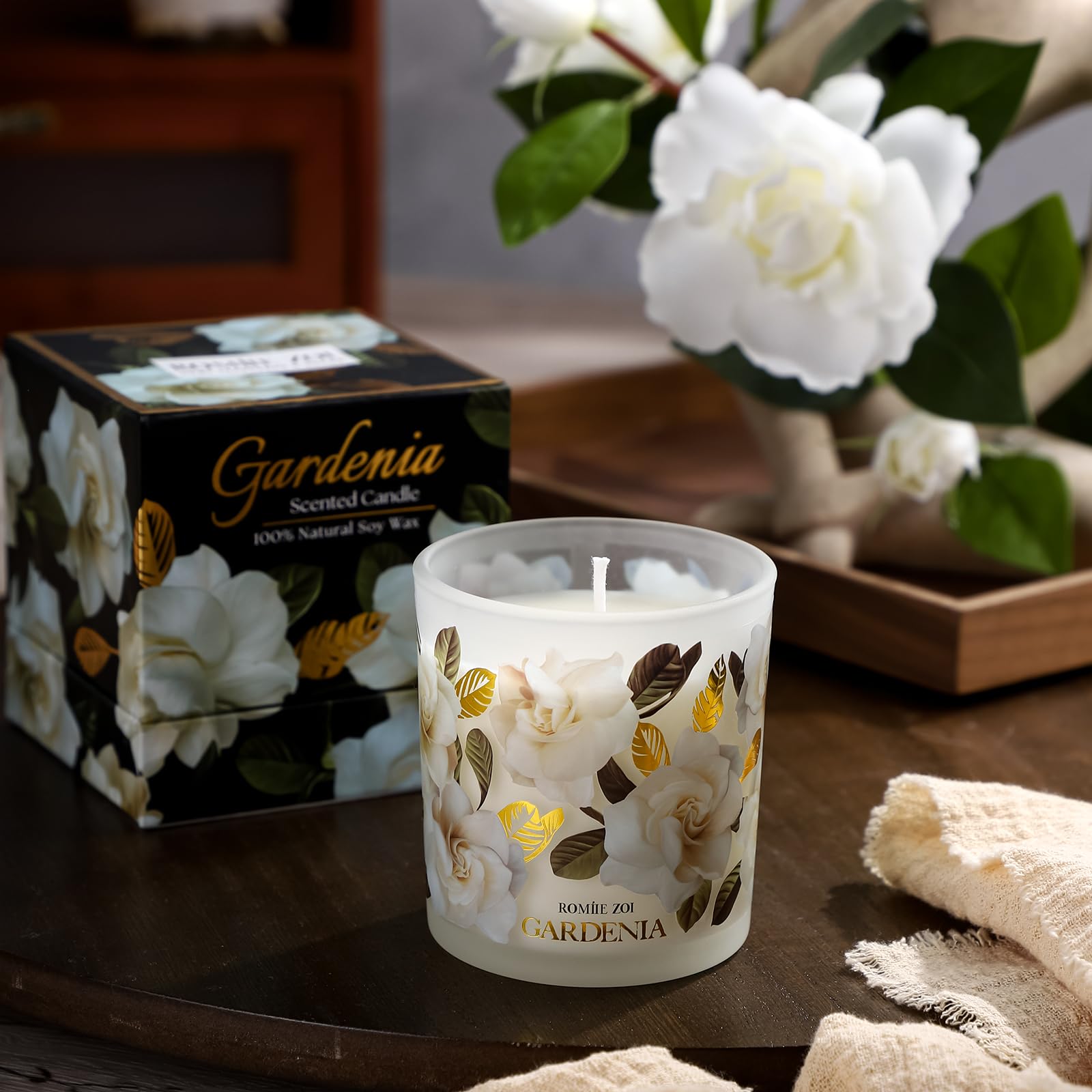 ROMIIE ZOI Bougie Gardenia cire de soja non toxique pour une utilisation sûre