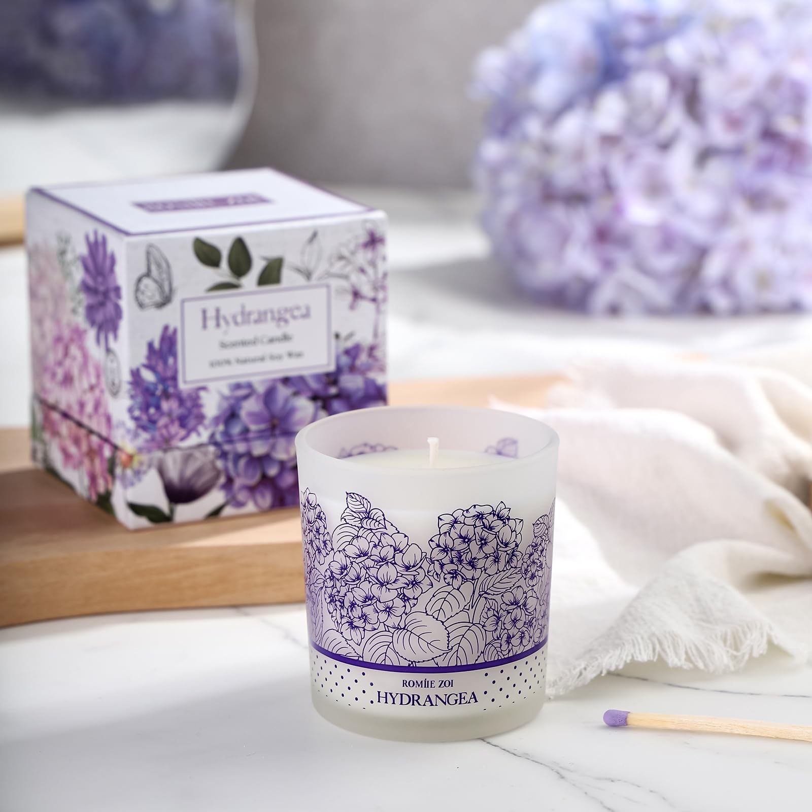 Coffret cadeau ROMIIE ZOI Hydrangea, emballage élégant pour offrir