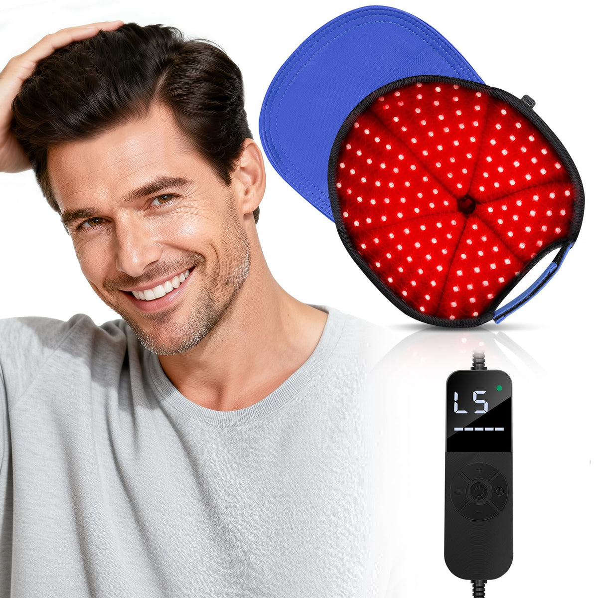 ROMISA Cap Lumière Rouge sur le visage, utilisation domestique confortable.