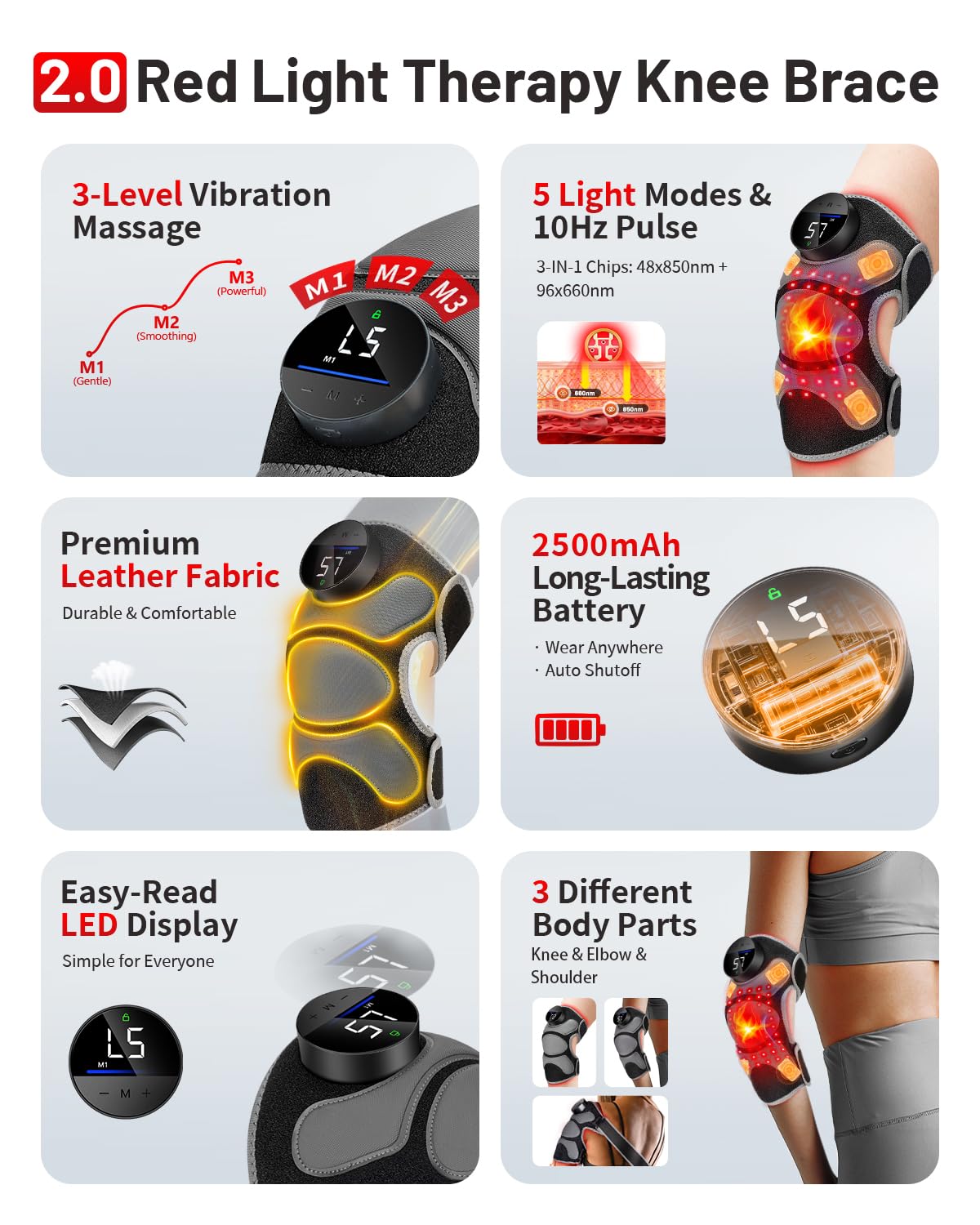 ROMISA Genou-massage avec 4 zones de vibration pour le confort.