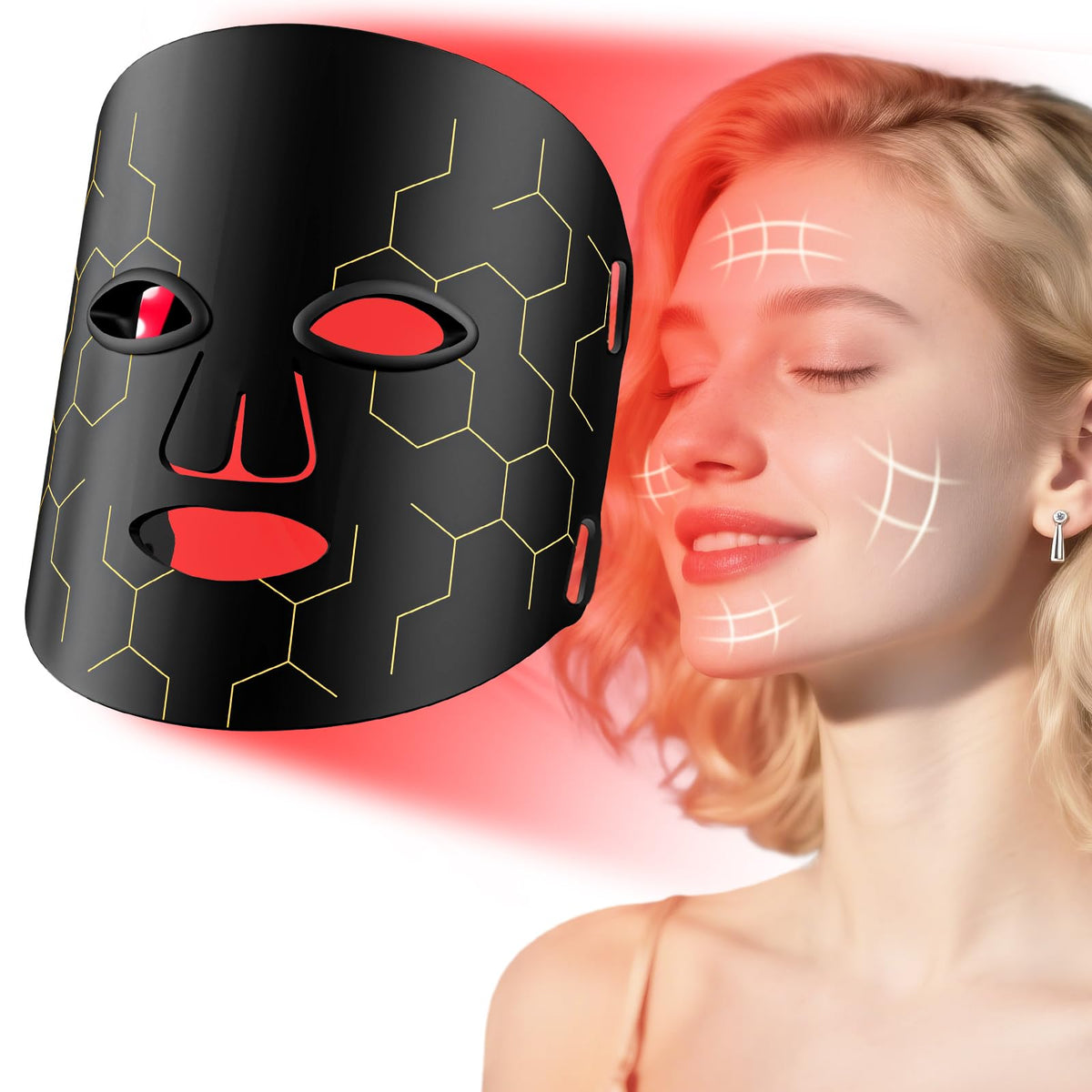 ROMISA masque-lumiere-rouge-8-modes: revitalise l'éclat de la peau.