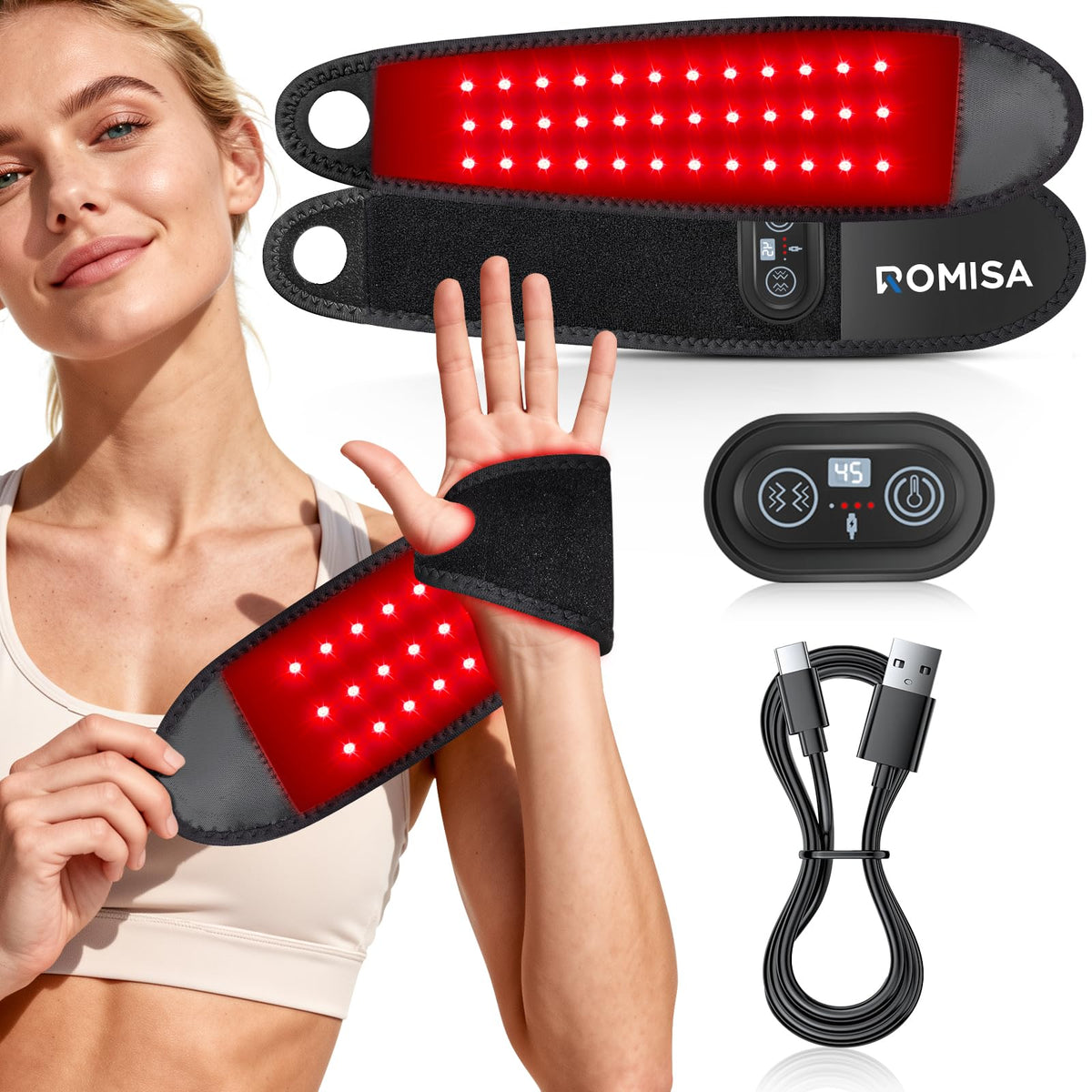 ROMISA Poignet avec lumière rouge 660 nm pour la détente et la circulation
