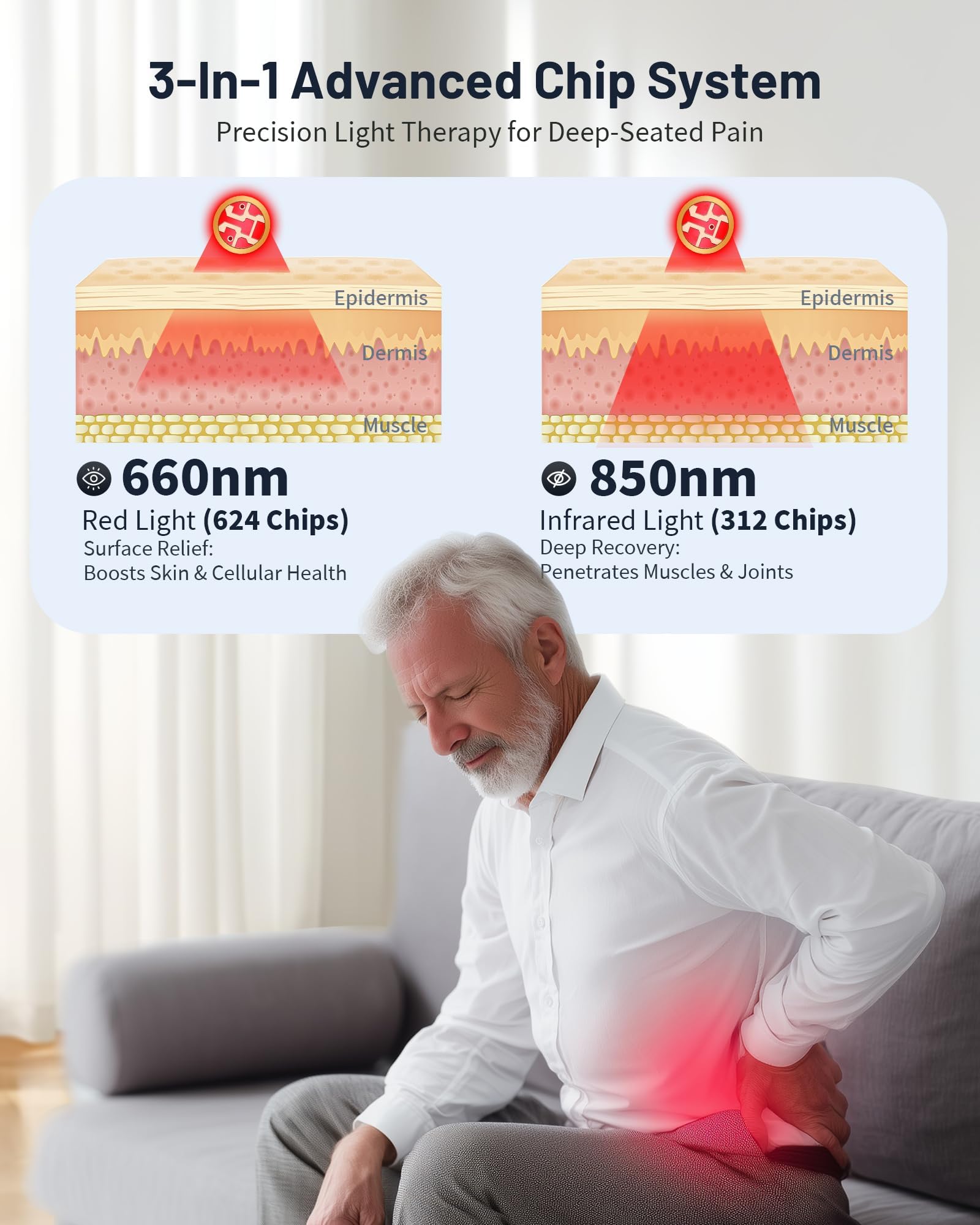 ROMISA tapis lumière rouge focus torse, confort et détente du haut du corps