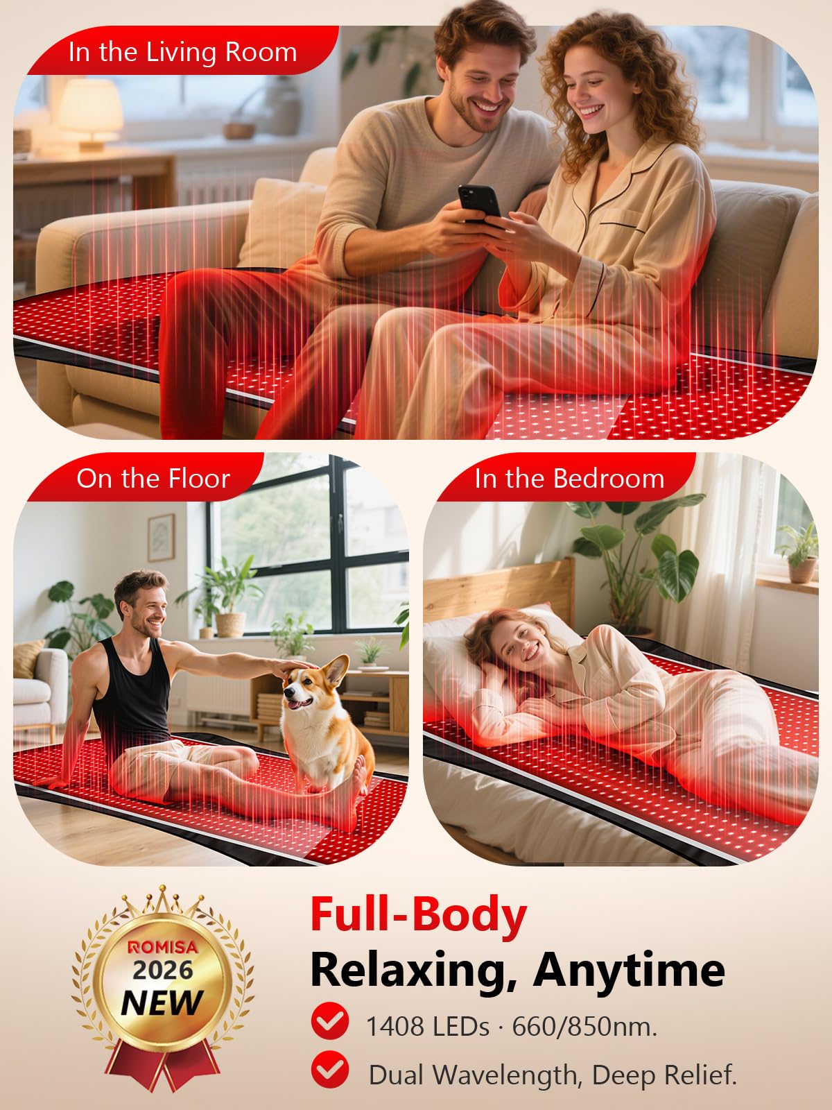 ROMISA utilisation quotidienne à domicile pour relaxation et bien-être après sport.