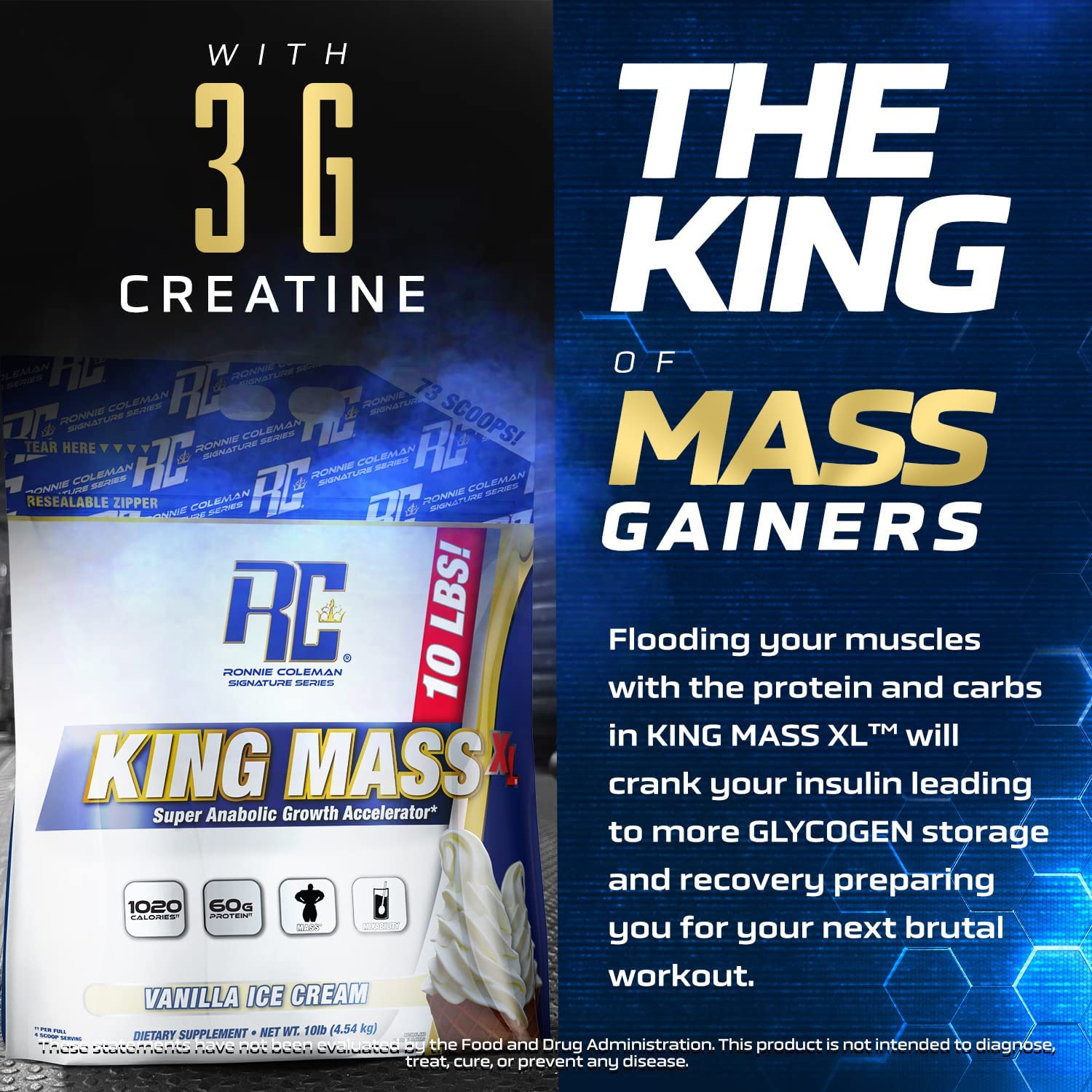 Ronnie Coleman King Mass XL — pot ouvert chocolat, texture prête à mélanger
