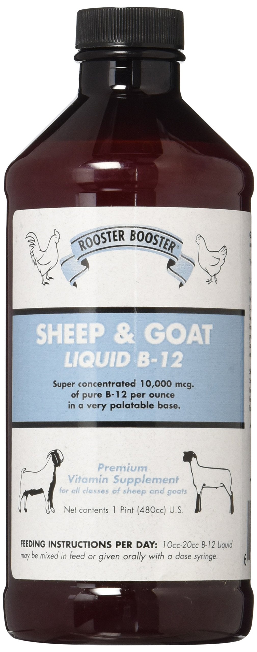 Rooster Booster B-12 : bouteille avec goutte pour dosage simple.