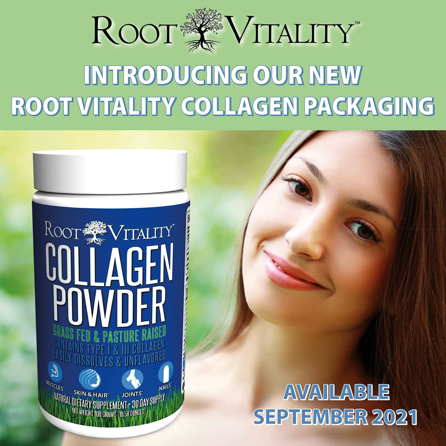 Root Vitality Poudre de Collagène, doseur: dosage quotidien pratique sans effort.