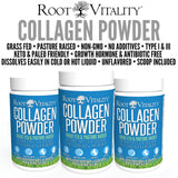 Root Vitality Poudre de Collagène, mélange dans l'eau: dissolution rapide et neutre.