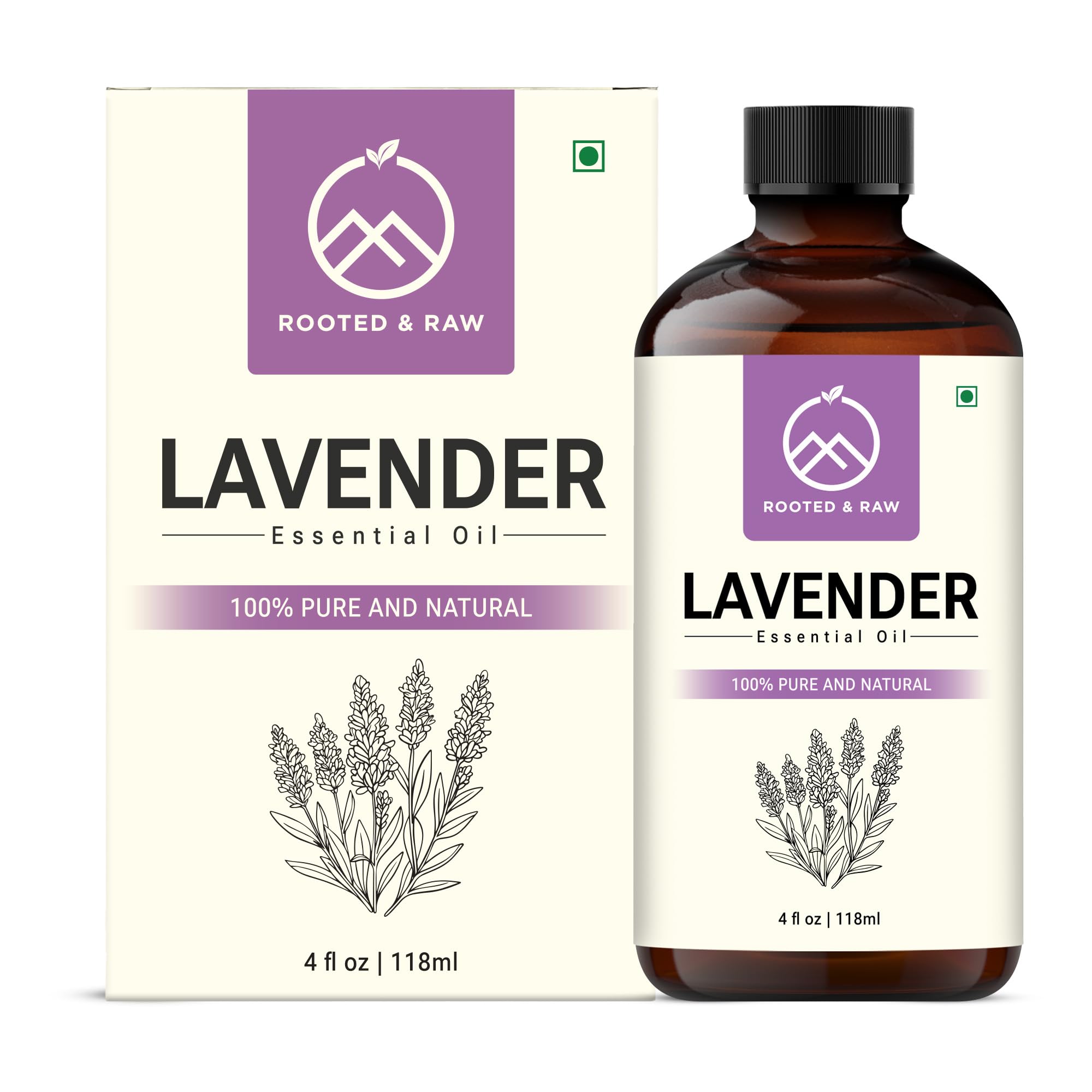 ROOTED & RAW huile lavande, bain relaxant avec gouttes pour détente.