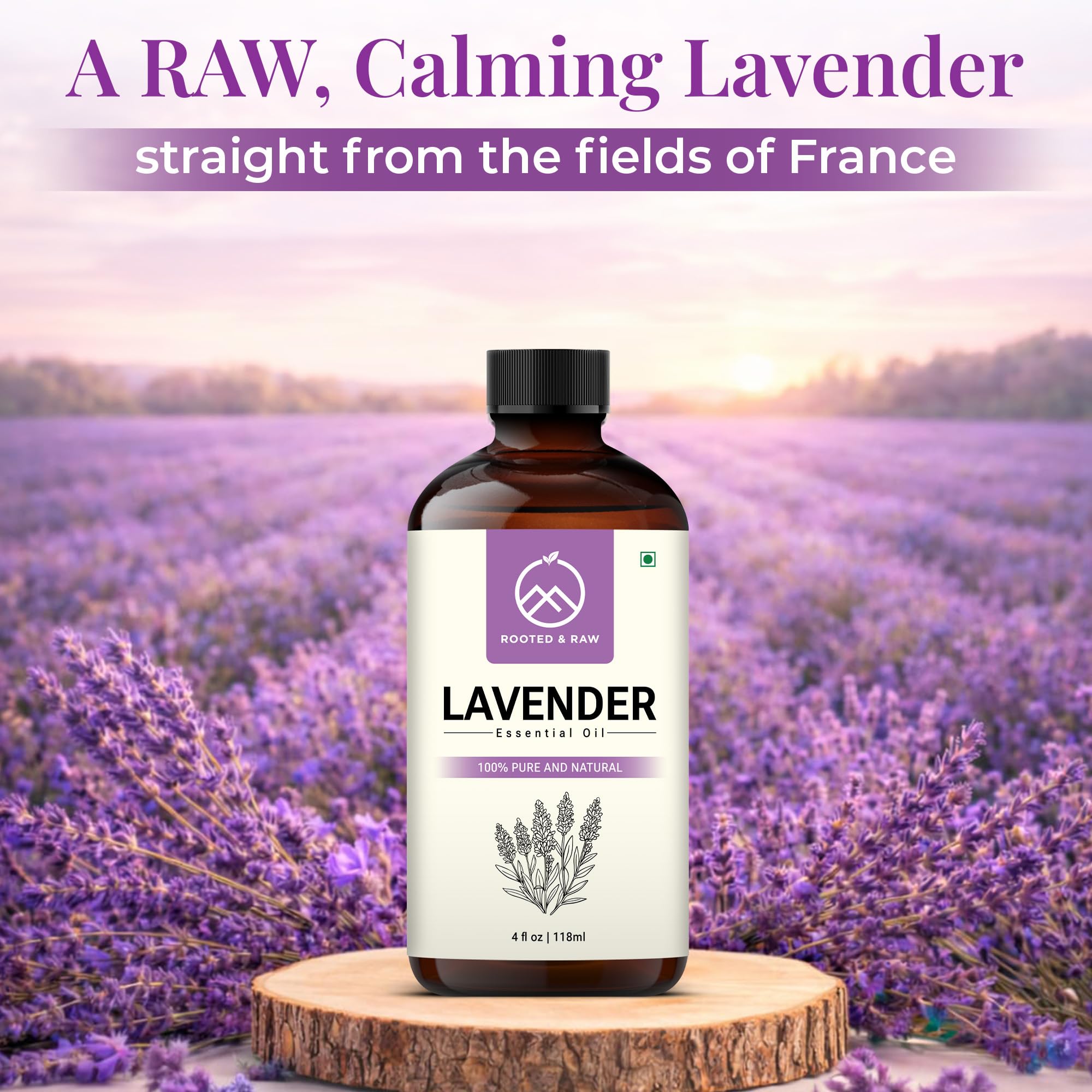 ROOTED & RAW huile lavande, soin visage naturel et équilibrant pour peaux sensibles.