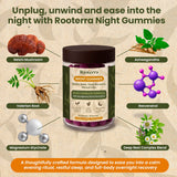 Rooterra Inner Bloom Night Gummies – emballage visible et routine nocturne.