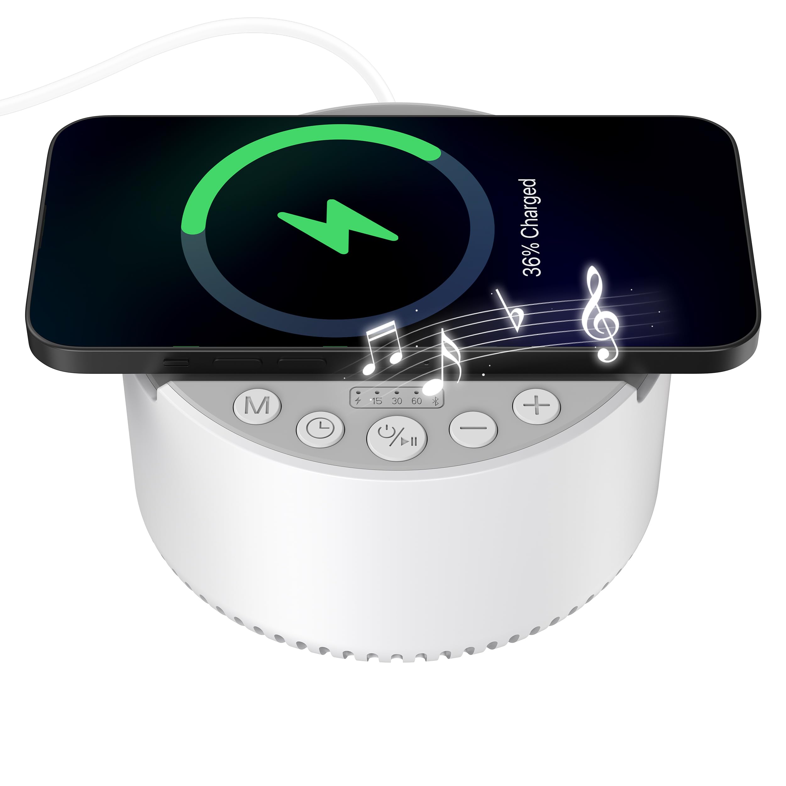RORENSE machine-bruit-blanc avec chargeur sans fil et enceinte, pour bureau calme.