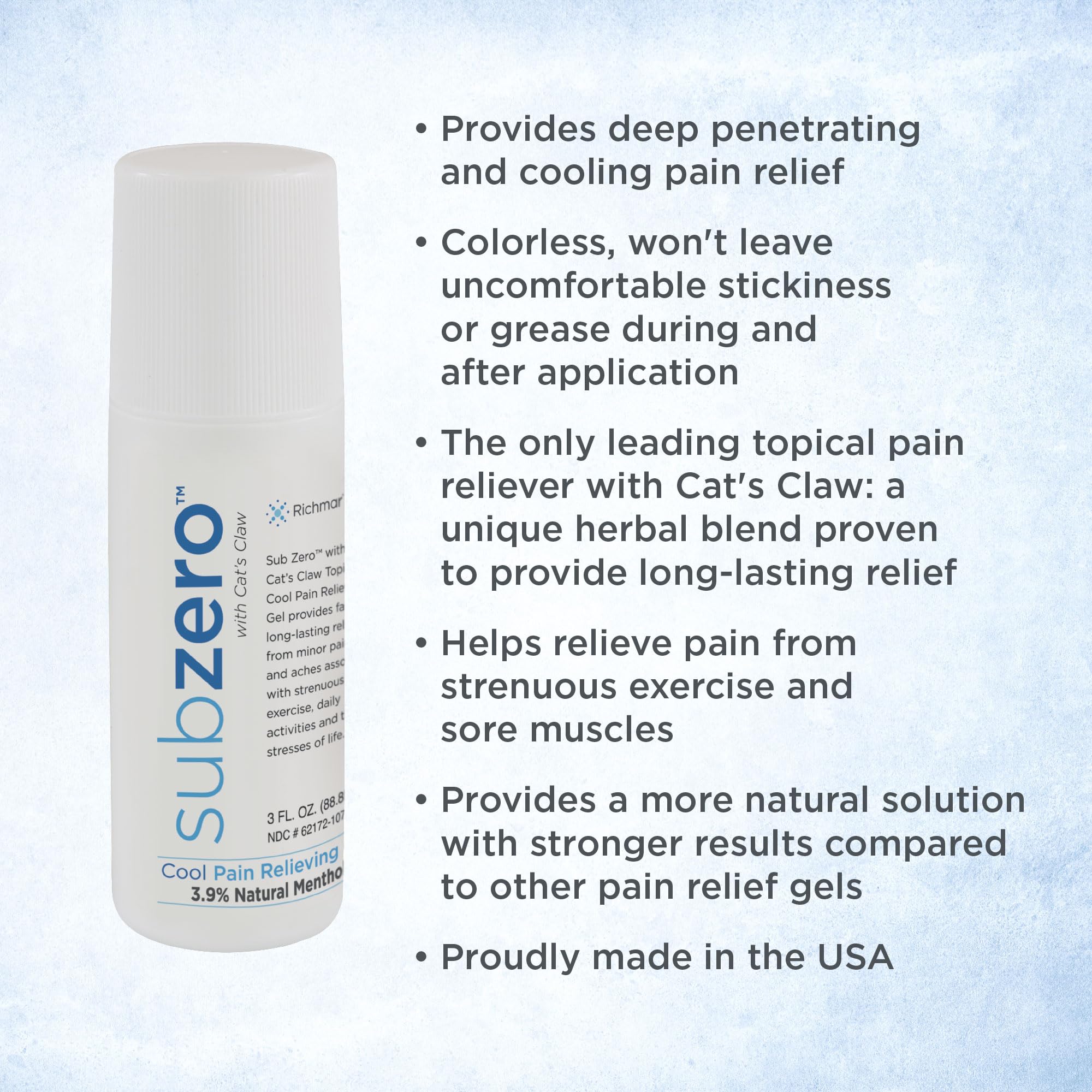 Roscoe Medical Sub Zero utilise des herbes, griffe du chat, pour un soulagement ciblé