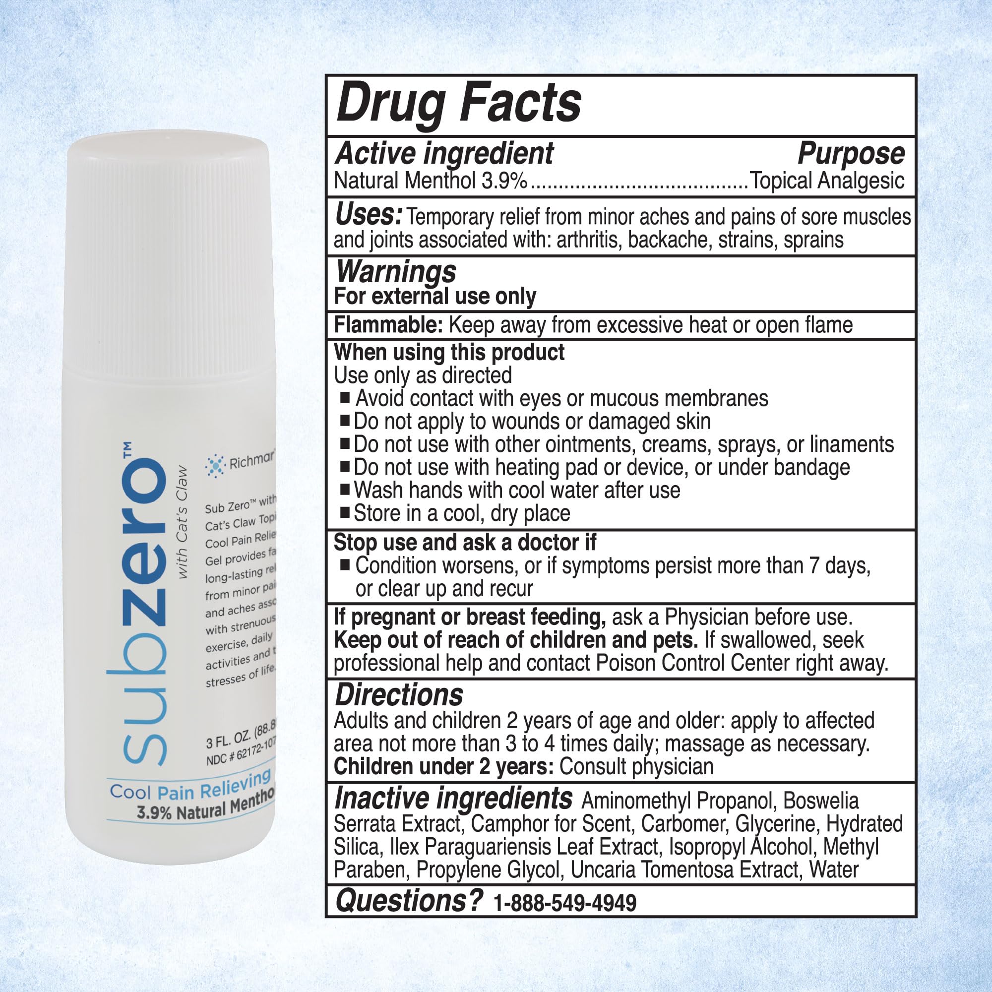 Roscoe Medical Sub Zero tube de 16 oz pour usage domestique