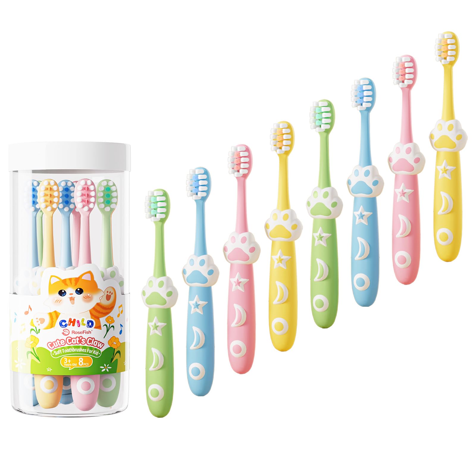 RoseFish brosse-dents enfant patte-chat, rend le brossage ludique et attractif.