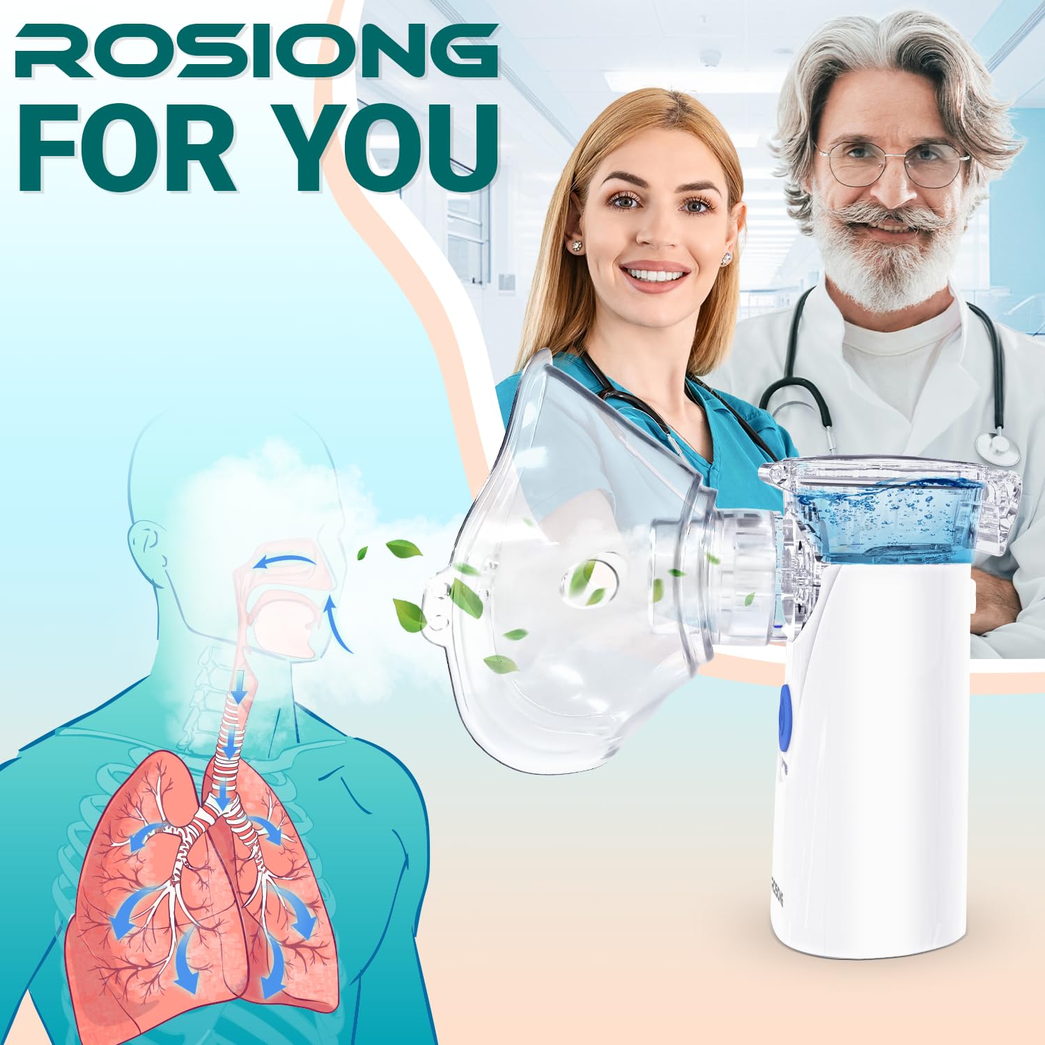 Rosiong nébuliseur domestique, design compact pour espace restreint.