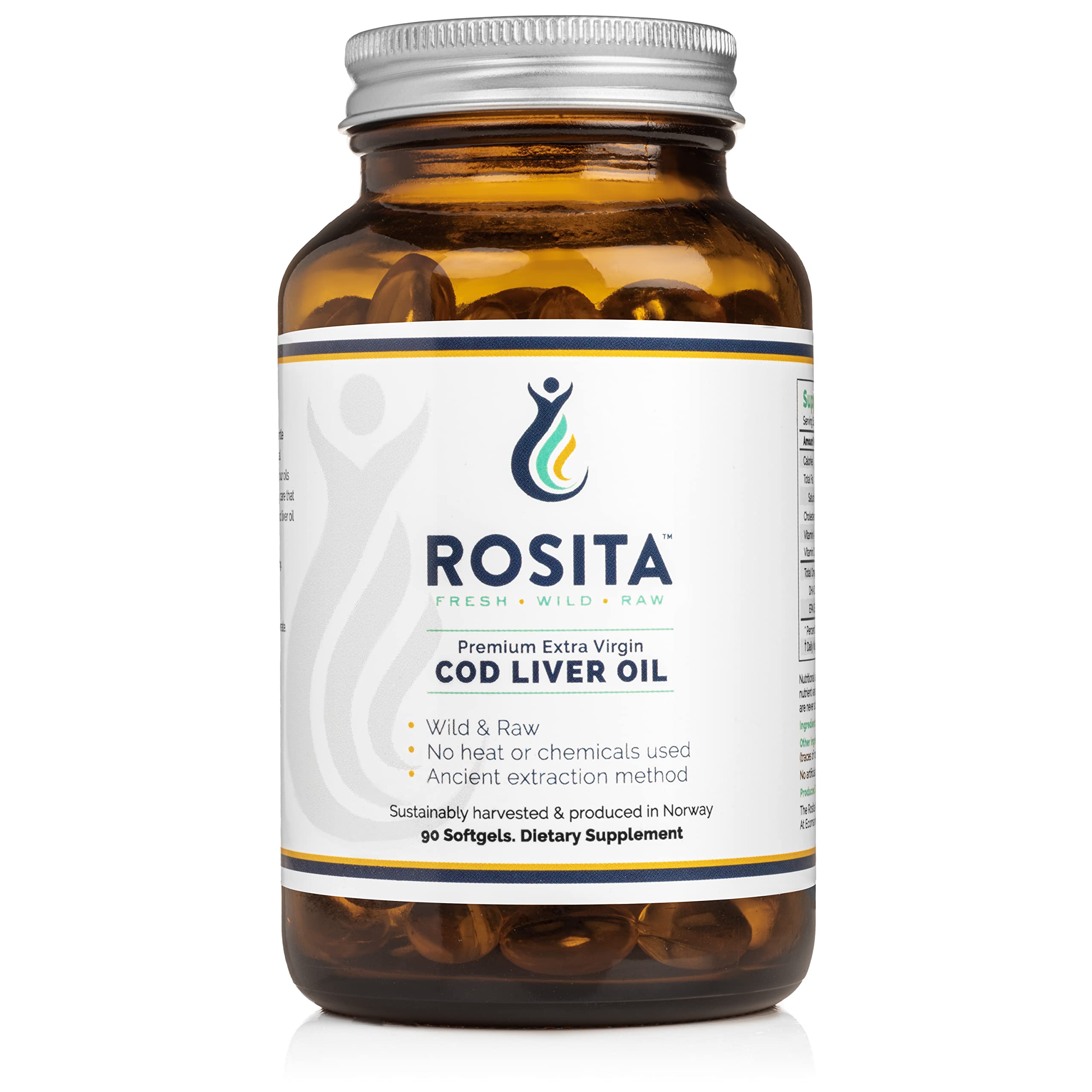 Rosita huile foie morue, capsules molles, source naturelle de vitamines A et D.