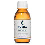 Rosita huile de foie de morue liquide en bouteille, riche en oméga et vitamines.