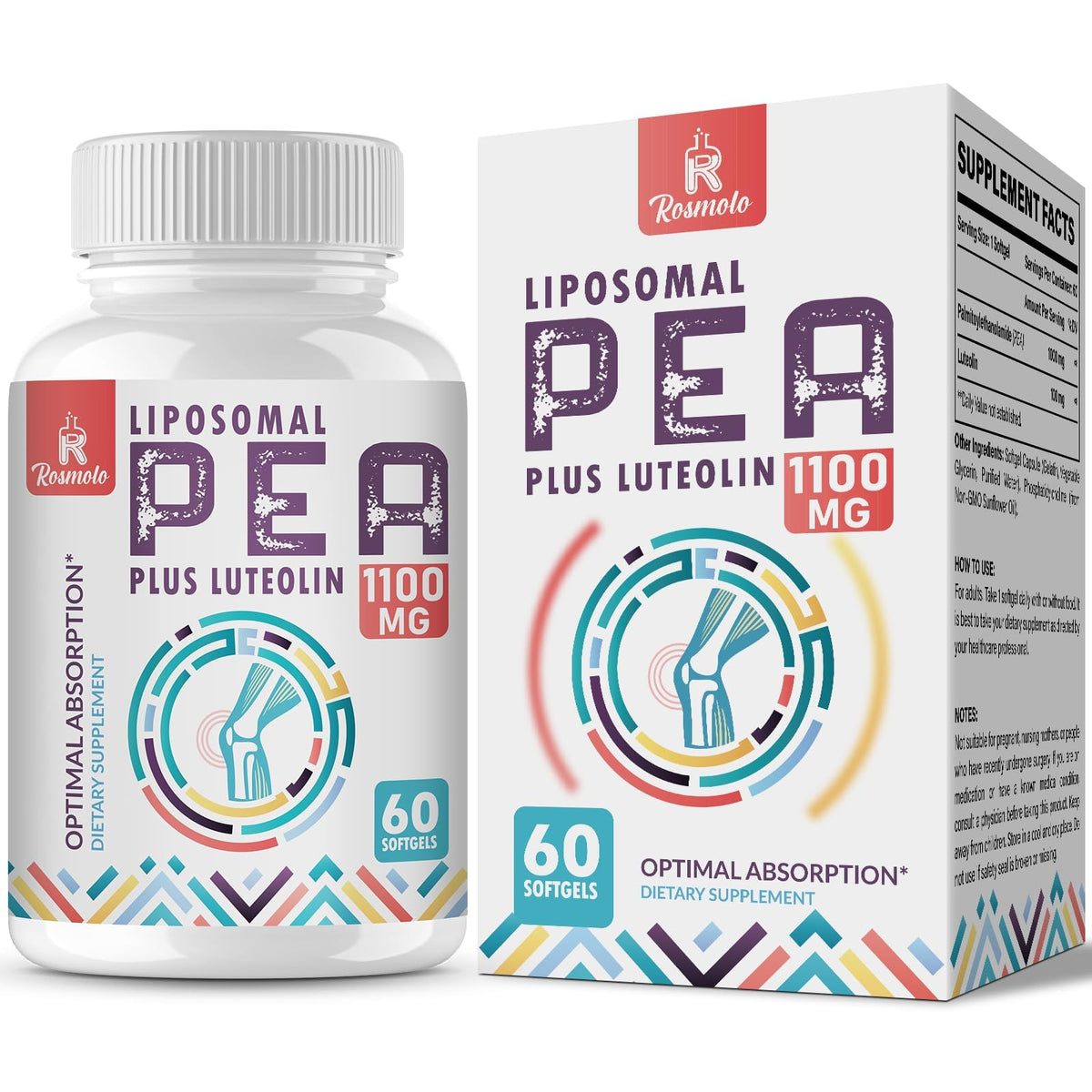 Rosmolo liposomale PEA et Luteolin en bouteille pour une absorption accrue.