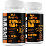 Bouteille Rossylla NAD liposomal 1300 mg pour une absorption optimisée.