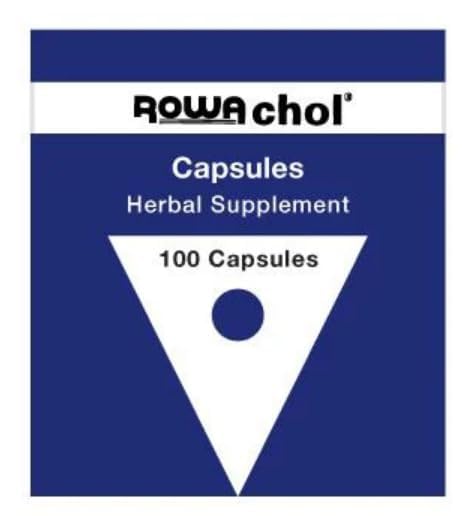 Rowachol capsules dans l'emballage, utilisation quotidienne potentielle pour le confort digestif.
