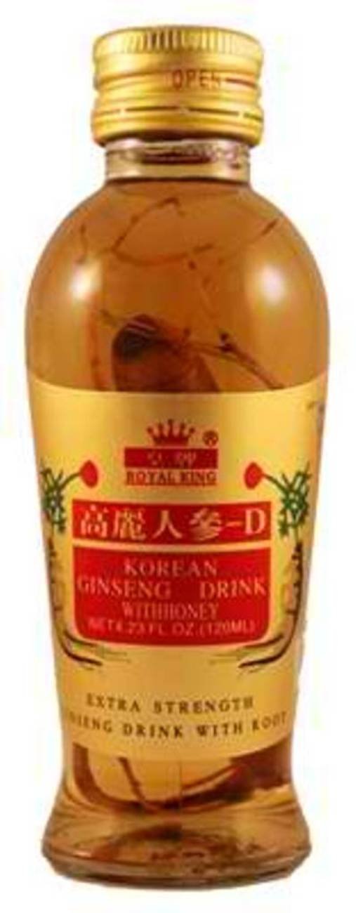 Royal King bouteille ginseng miel avec racine, énergie naturelle et saveur réconfortante