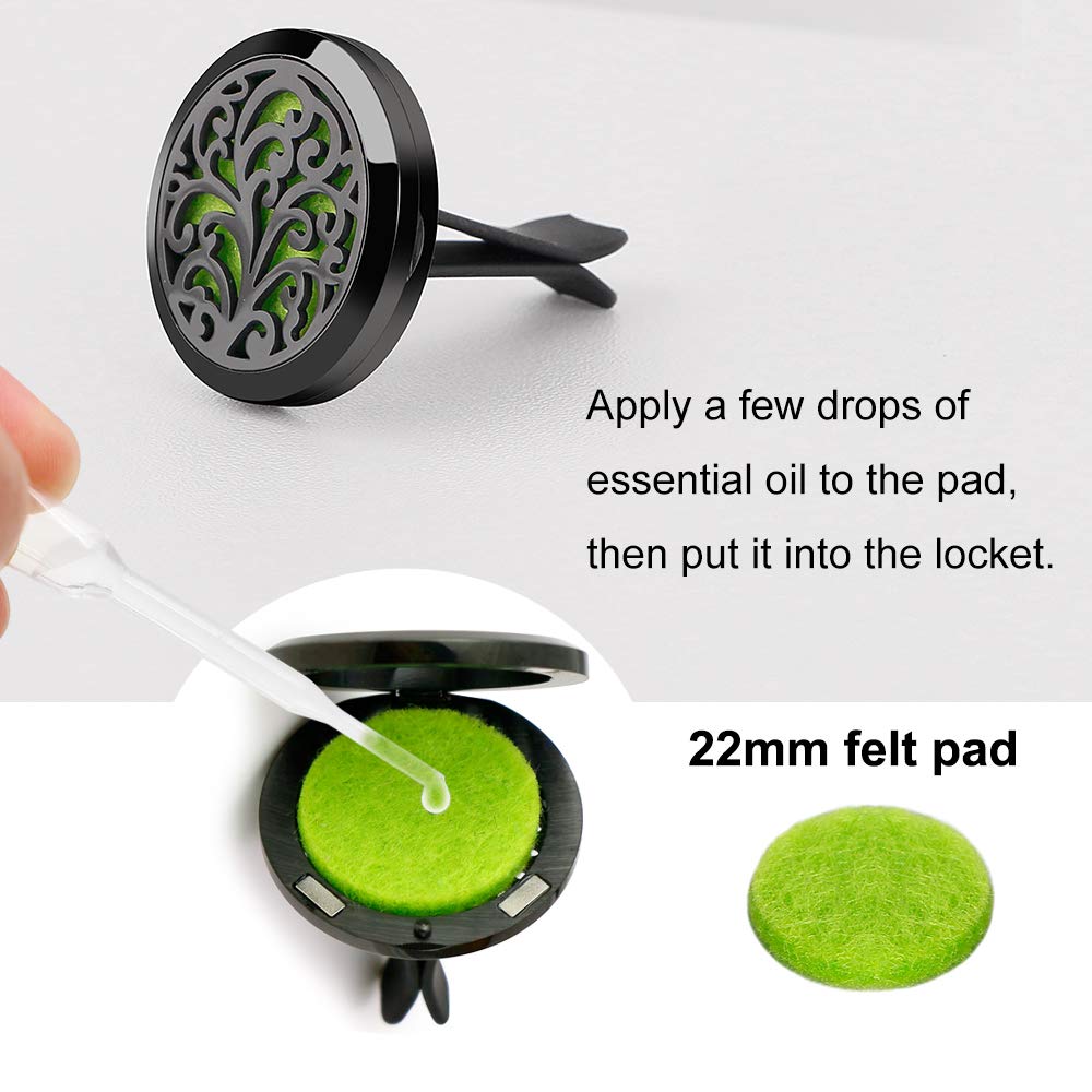 RoyAroma diffuseur vent clip 30mm noir Arbre de vie pour une ambiance zen.
