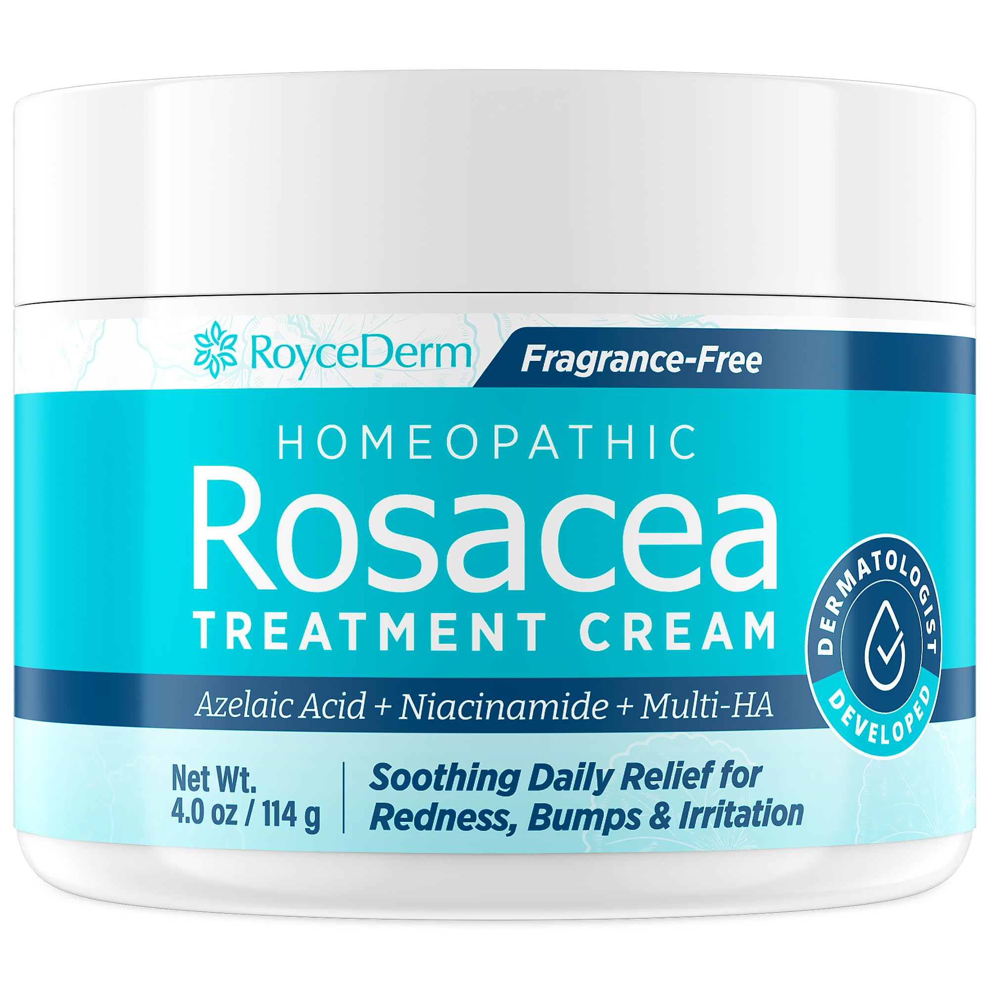Roycederm Rosacée crème en bouteille: soulagement potentiel des rougeurs.