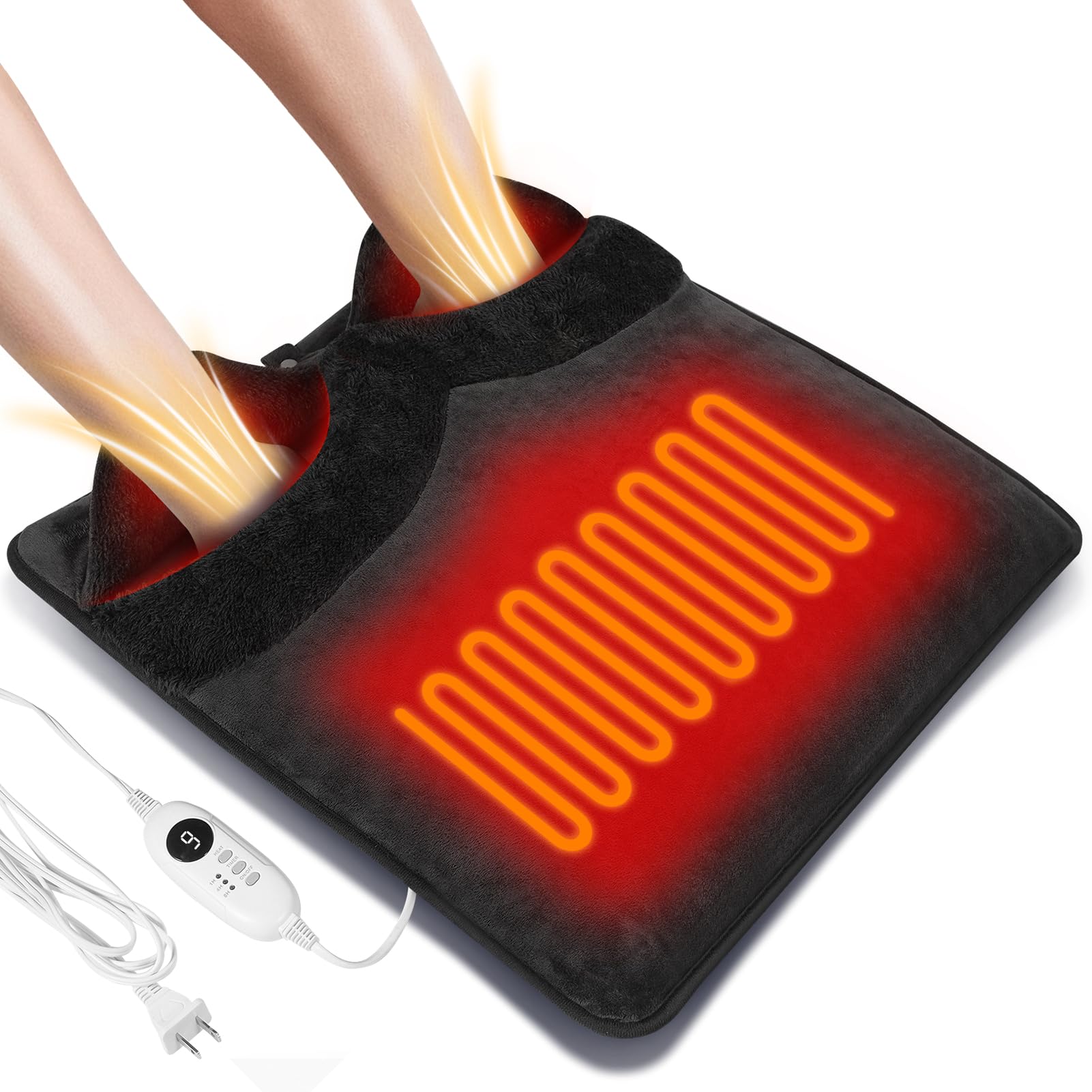 ROZEEYUU chauffe-pieds double-face, chaleur rapide pour pieds bien au chaud.