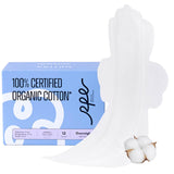 RPE Life serviettes nocturnes coton biologique avec ailes pour une protection nocturne fiable.