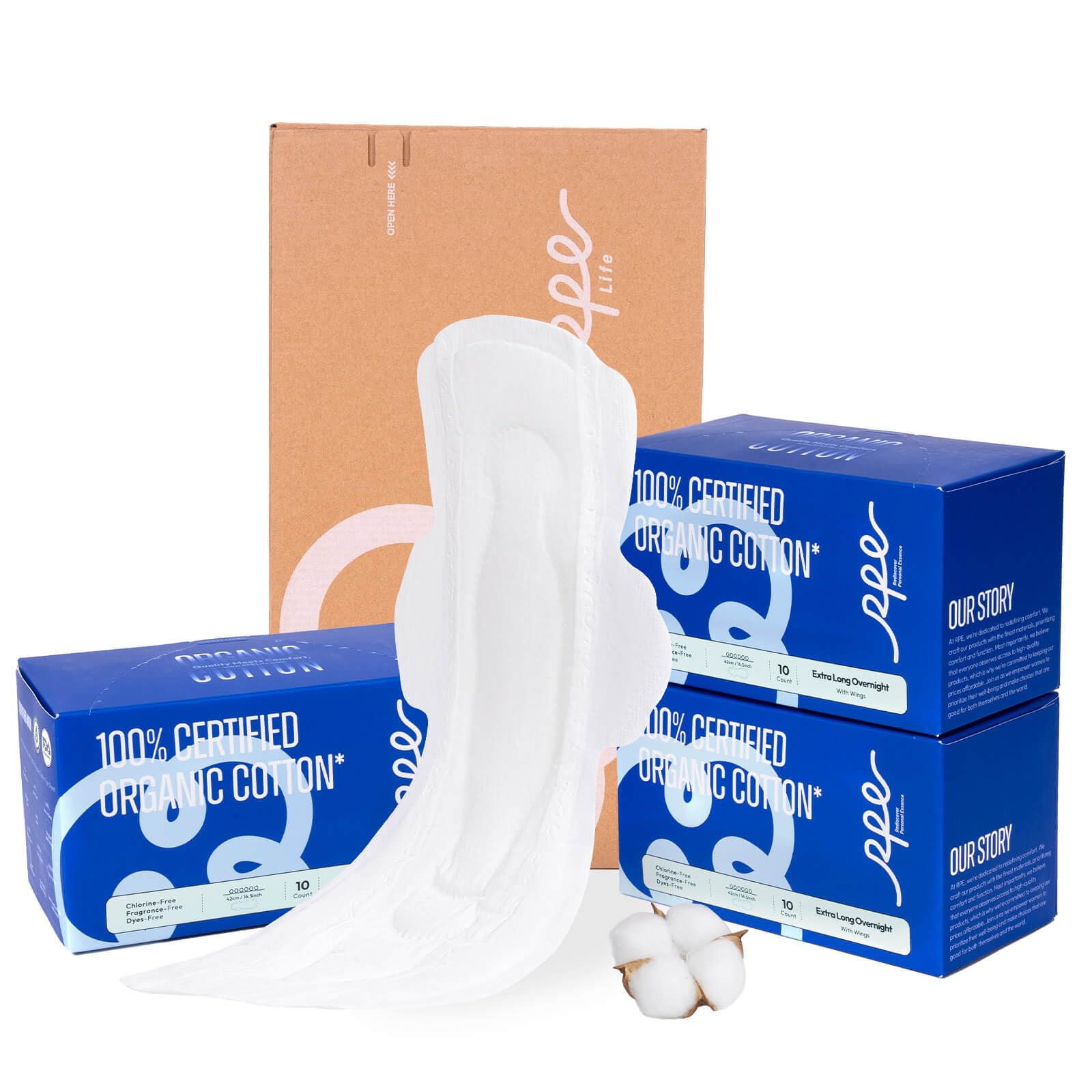 RPE Life serviettes nocturnes avec ailes visibles, protection nocturne.