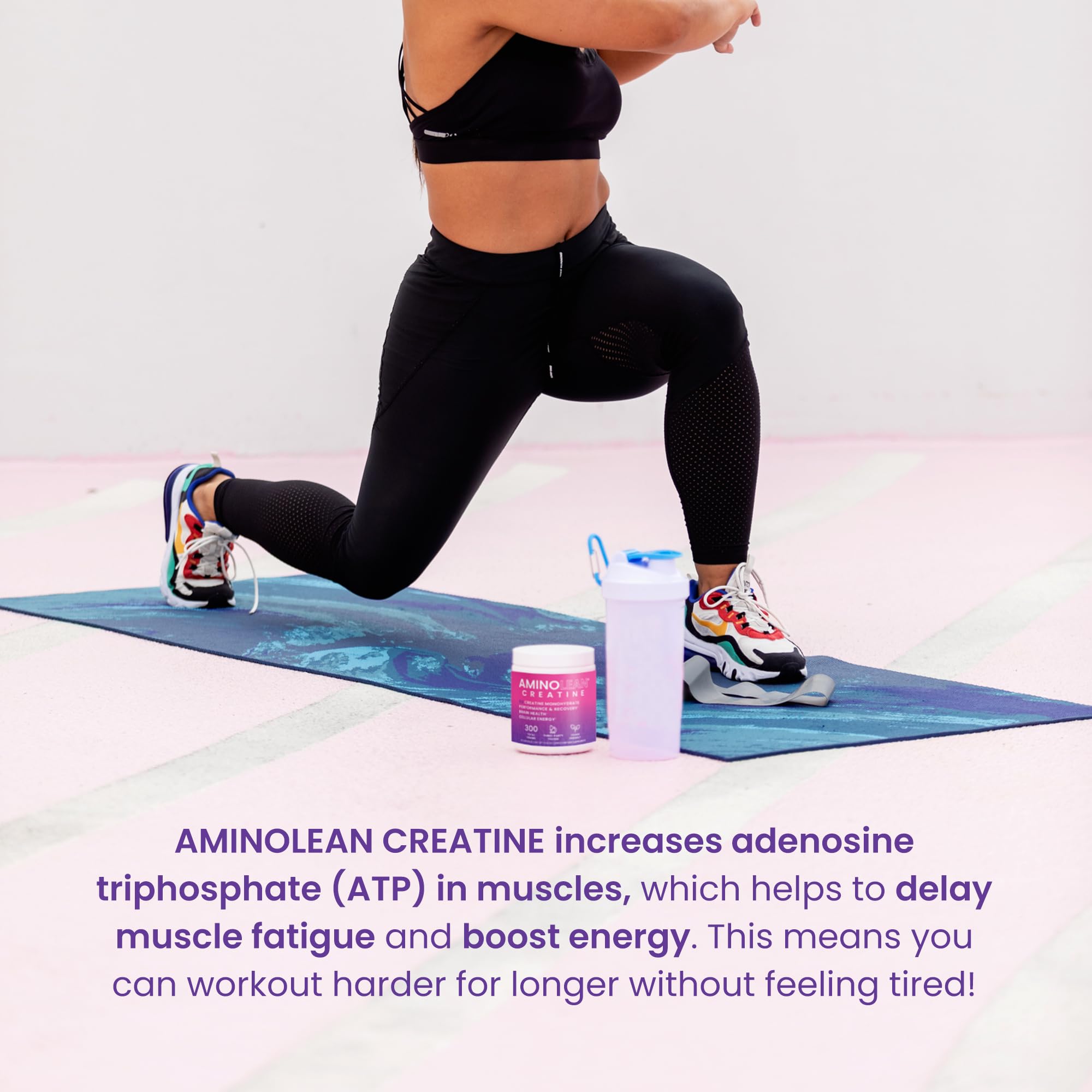 Emballage AminoLean Creatine et boîte, solution pratique pour usage quotidien.