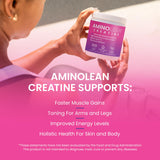 Poudre micronisée AminoLean Creatine prête à être mélangée dans un shaker.