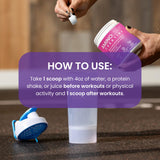 Verre de préparation AminoLean Creatine, boisson prête après mélange et énergie potentielle.