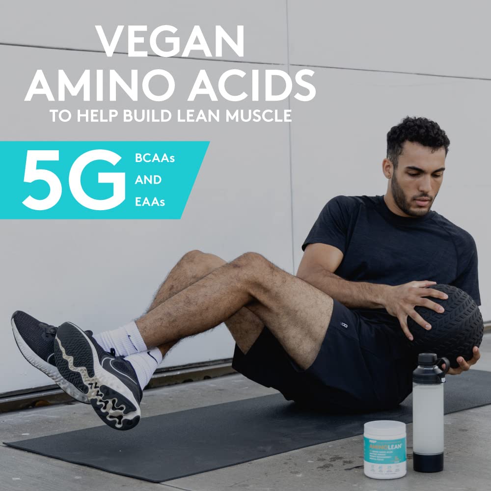 Notice produit montrant ingrédients végan BCAA et EAAs.