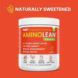 Poudre AminoLean Mango prête à être mélangée pour énergie durable et sans crash.