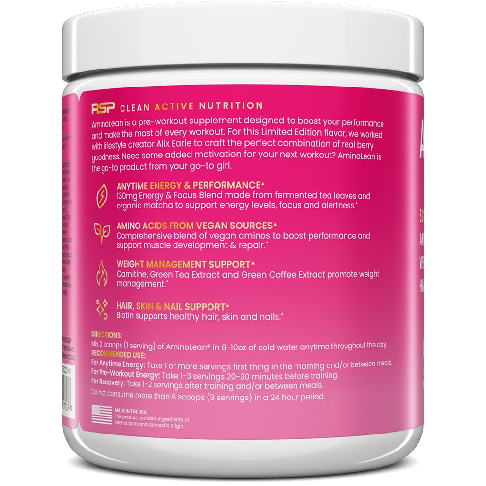 Boisson pré-entraînement AminoLean Berry Elixir : énergie naturelle et substitution pratique.