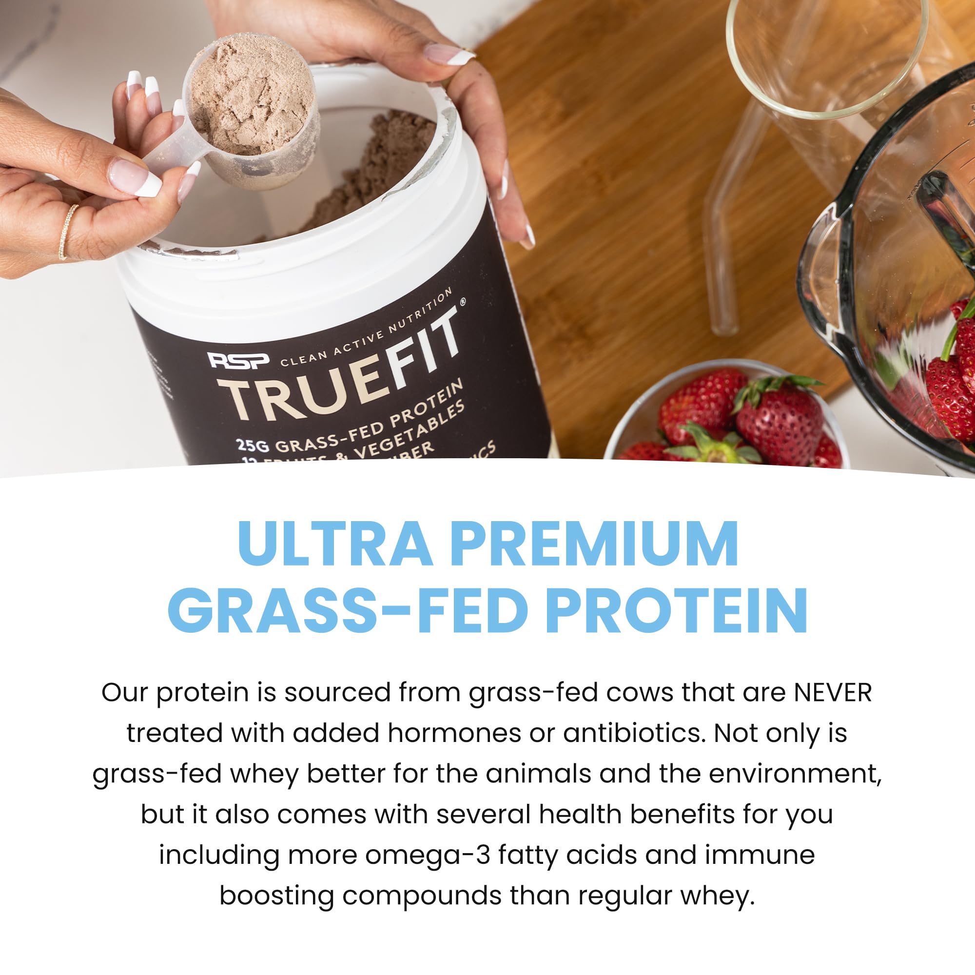 Verre mélange TrueFit — superaliments biologiques et légumes pour plus de nutrition.