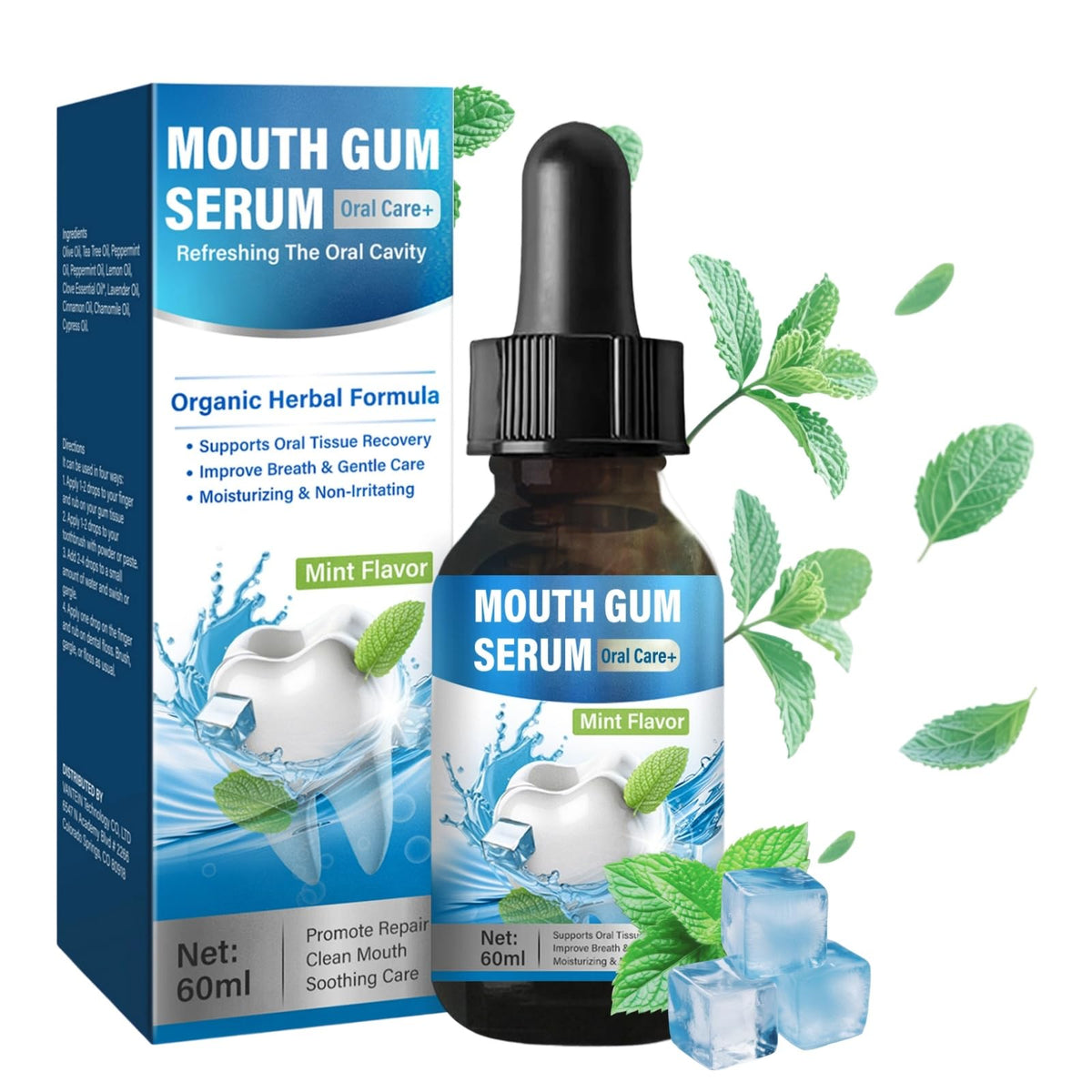 RSQQAV Gum Restore Drops – bouteille: soin ciblé des gencives pour un sourire plus sain.