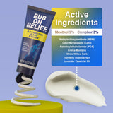 Application RUB ON RELIEF sur le genou pour soutenir les mouvements.