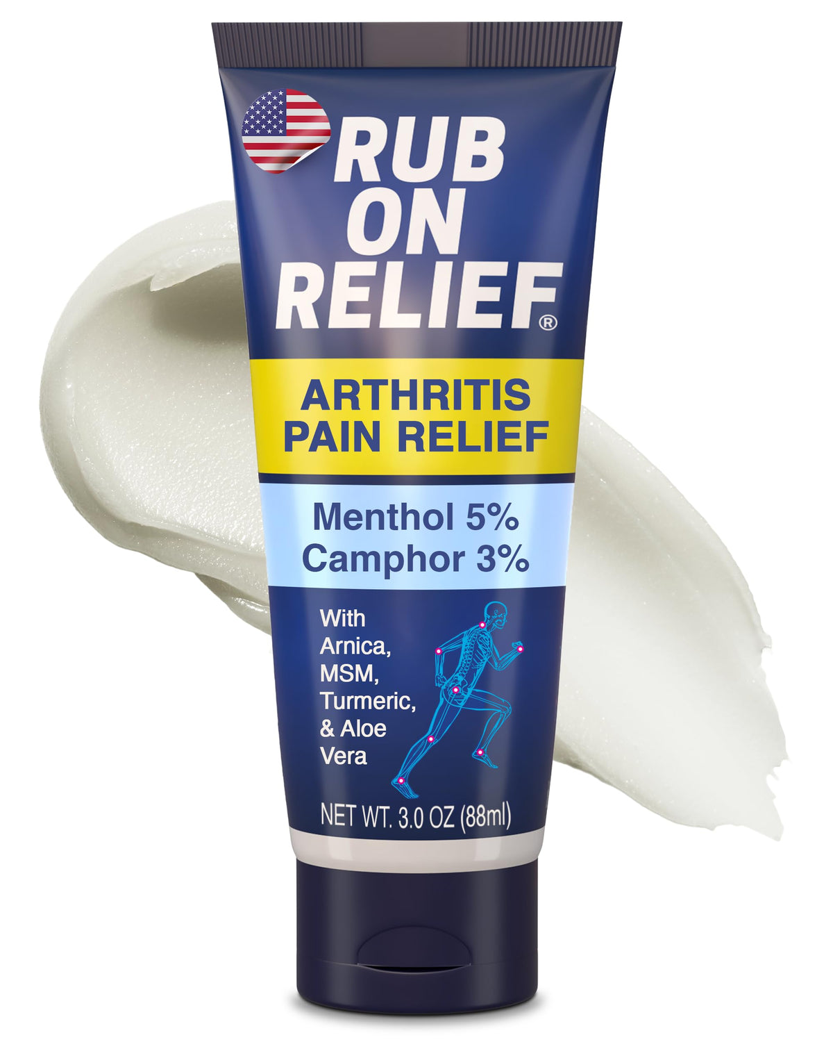 RUB ON RELIEF, utilisation du tube pour une application ciblée sur les zones douloureuses.