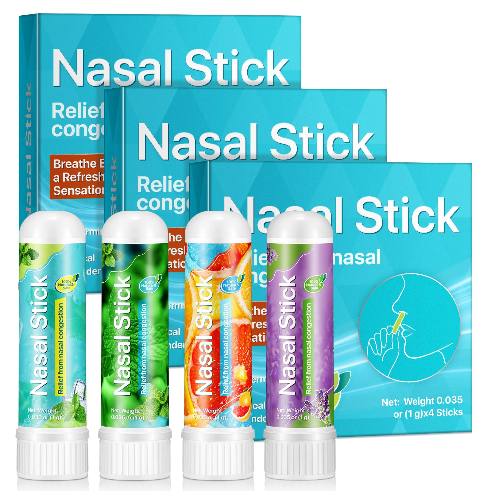 Ruduwu pack 12 sticks inhalateurs nasaux, énergie et clarté.