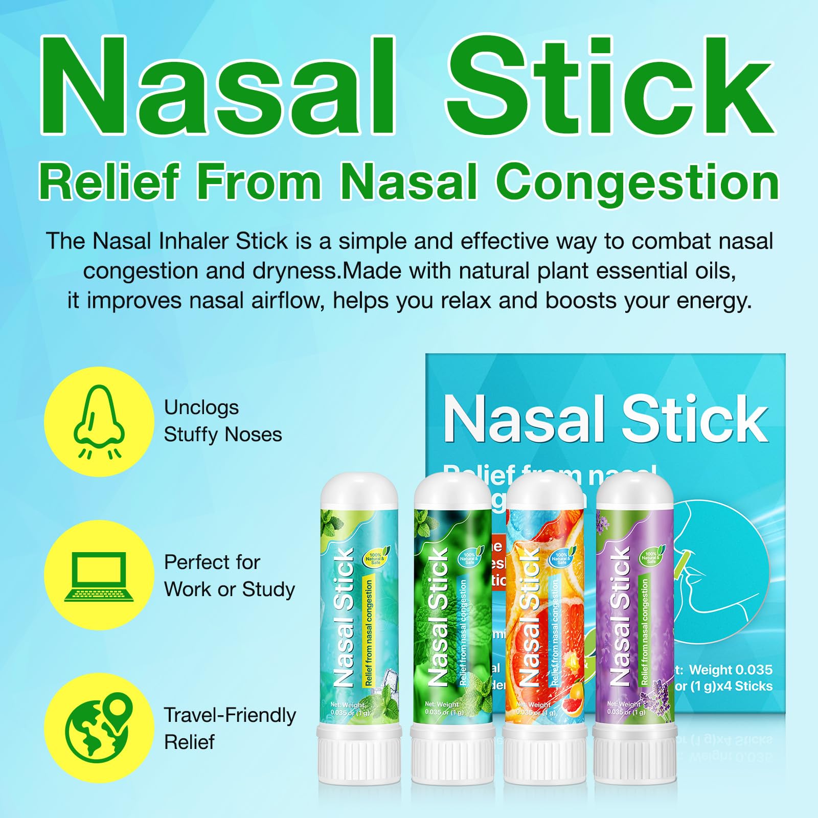Ruduwu stick nasal menthe pur, respiration rapide et fraîche.