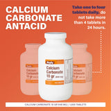 Rugby Calcium Carbonate: tablettes alignées, usage simple pour inconforts digestifs.