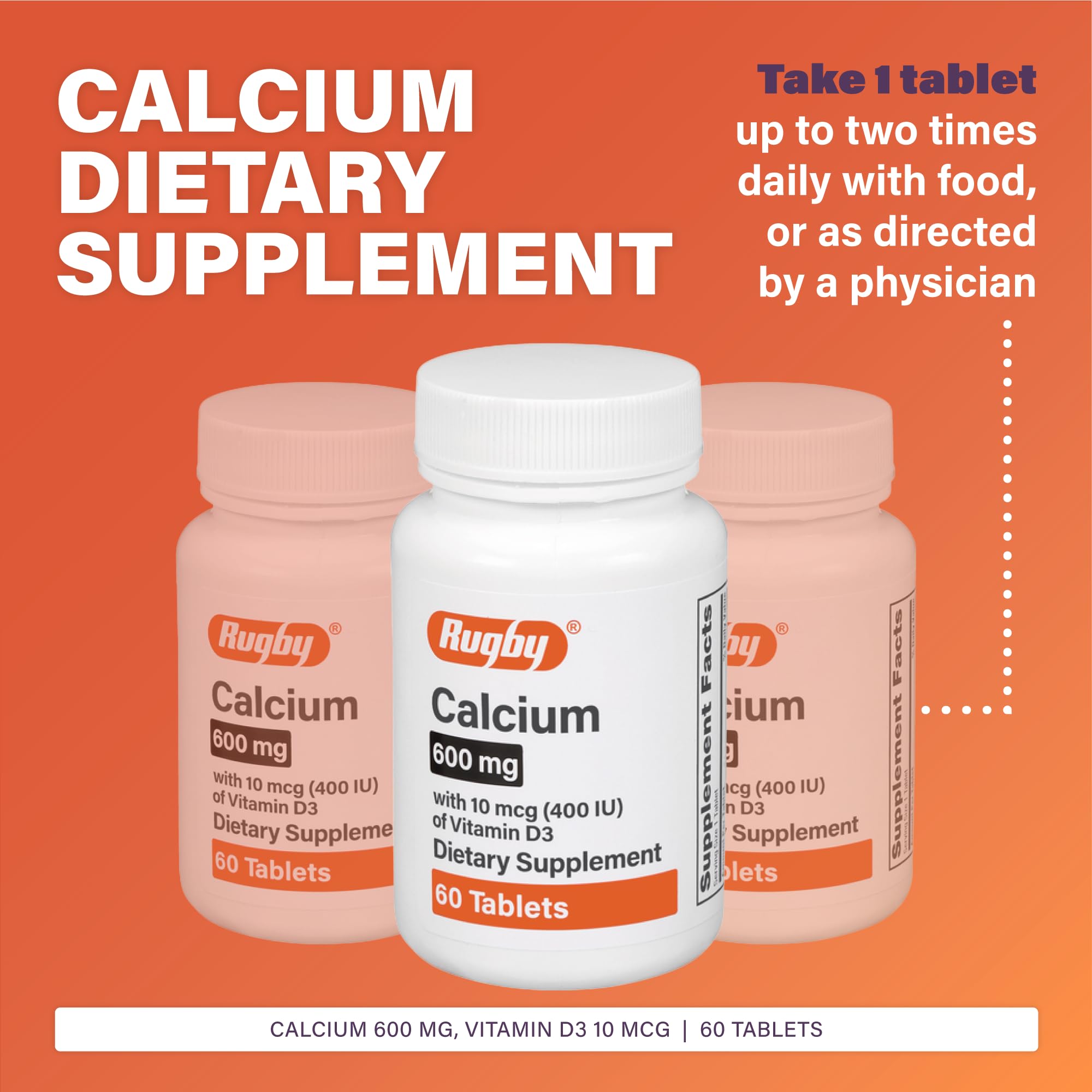 Rugby Laboratoires Tablettes calcium: prise régulière avec eau et repas.